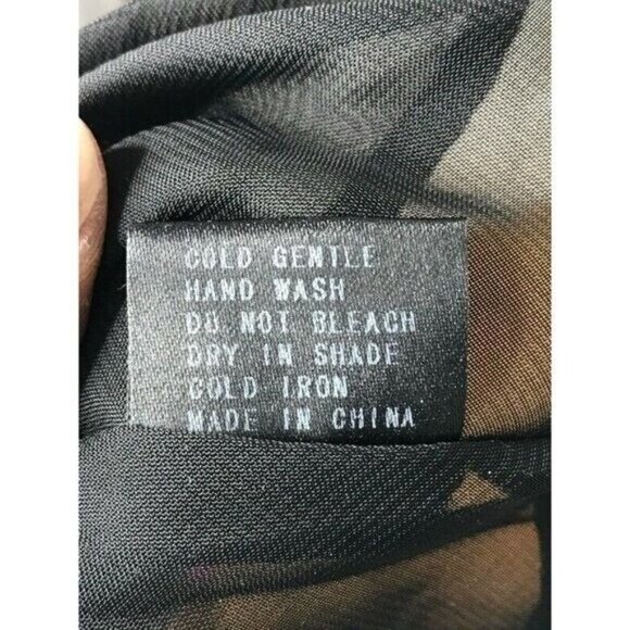 Junk Hippie Womens Midi A Line Black Green Bird Foliage Floral Cutout Dress SZ M - Picture 8 of 9